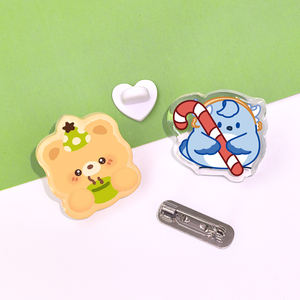 Alfileres de solapa de resina de dibujos animados lindos personalizados | Insignia de acrílico epoxi brillante | Llavero creativo - Product Image 4