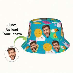 Casquette de pêcheur personnalisable, chapeau de plage amusant pour hommes et femmes, design photo personnalisé sur un chapeau seau à motif de dessin animé - Product Image 1