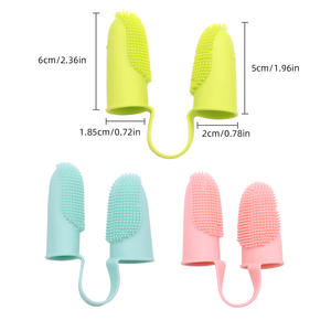 Doppio dito in Silicone Pet spazzola per la pulizia dentale per la cura orale spazzolino per cani gatti rimuove le macchie parte Pet Grooming linea di prodotti - Product Image 2