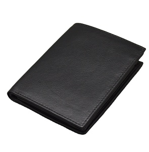 <b>Men's</b> Genuine Leather <b>Trifold</b> <b>Wallet</b> RFID Blocking Open Closure Logo Pattern Travel Short Length Polyester Credit Card Holder - Product Image 4
