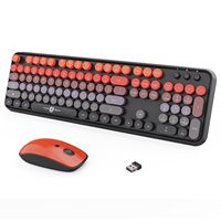 OEM ODM Wireless Keyboard and Mouse Combo Full Size 104 Keys 24 GHz Round Keycap Colorful Set with USB Receiver Plug and Play