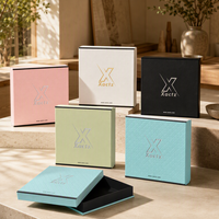 Boîte de luxe en papier texturé avec logo estampé à chaud argenté, couvercle détachable, pour emballage de bijoux et bracelets (base et couvercle)