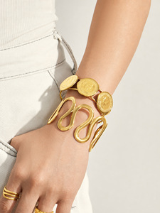 Bracelet jonc large tendance en acier inoxydable pour femme, bijoux de mode - Product Image 3