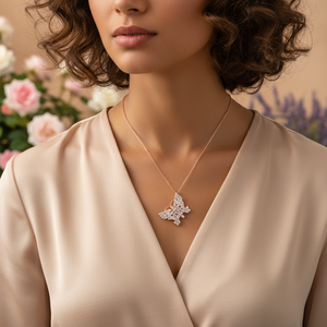Papillon Design Clair Zircon Pierre Forme Charme Collier Pendentif En Gros Fabriqué À La Main 925 Bijoux En Argent Sterling - Product Image 3