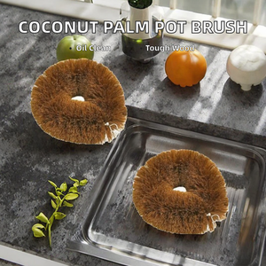 Household Multi-Functional Coconut Palm Pot <b>Brush</b> Kitchen Special Oil-Removing Durable Long Stainless Steel Cleaning <b>Brush</b> - Product Image 2
