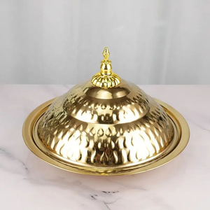 Plato de Acero Inoxidable Dorado con Tapa en Forma de Gota, Plato Retro para Frutas con Tapa, Recipiente de Lujo para Dulces - Product Image 1