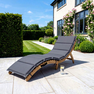 ECO2GO VIETNAM Juego de Tumbonas de Madera Ecológicas para Exteriores, Cojín Impermeable, Diseño Moderno y Plegable para Jardín, Hotel, Piscina - Product Image 1