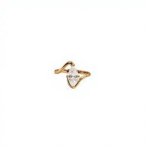 Bague de fiançailles en argent avec diamant taille marquise, plaqué or jaune 18 carats, sertissage à griffes, minimaliste, pour femme - Product Image 1