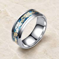 Bague en acier inoxydable 316L avec incrustation de dragon pour homme et femme, plaquée or 18 carats, argent, bleu, noir, émail scintillant 4 couleurs, fiançailles, mariage