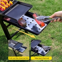 Barbecue pliant en acier inoxydable pour le camping - Gril à charbon léger, durable et pliable pour la randonnée, les voyages et la plage