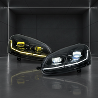 Conjunto de Faros LED para VW Golf 5 MK5, Ojo Dorado, Doble Color, Señal Secuencial, Animación de Encendido, Plug and Play, IP68, 6000LM