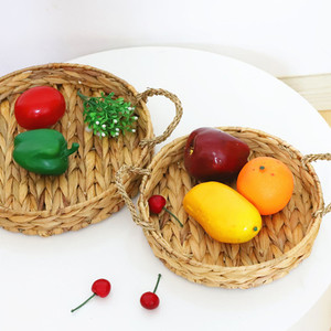 Umweltfreundliche Runde Wasserhyazinthen-Seegras Langlebige Vintage-Aufbewahrungskörbe mit Griff für Kleidung und Haushalt - Product Image 4
