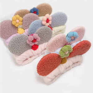 Spa de lana de las mujeres de encaje de pelo lavado de cara de cintas de lana de Coral ducha diadema arco de lavado punto maquillaje del pelo banda - Product Image 1