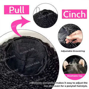 Peruca Meia Cabeça Cacheada Pixie de Cabelo Humano Natural Birmanês Cru com Cutículas Alinhadas Feita à Máquina sem Cola com Cordão Ajustável Fácil - Product Image 2