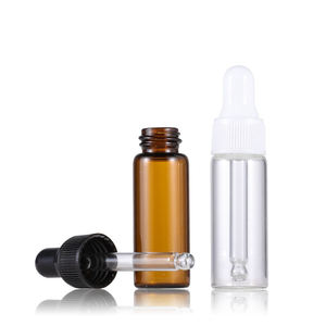 5ML marrone/ambra/trasparente bottiglia di vetro sottile contagocce per oli essenziali oro/argento/bianco/nero contagocce tappo del campione del campione fiala - Product Image 3