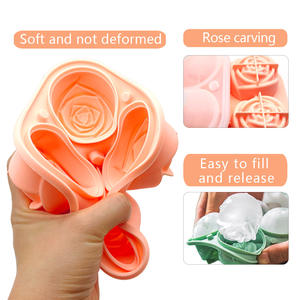 Moule à glaçons 3D en forme de rose pour la maison, bac à glaçons réutilisable en silicone avec couvercle pour whisky fait maison - Product Image 4