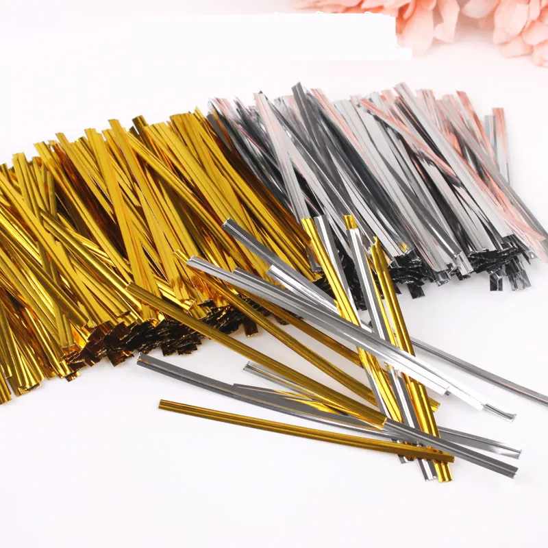 Vendite di fabbrica campioni gratuiti di carta Kraft di alta qualità Twist Ties Wire, lunghezze oro e argento filigrana