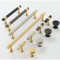 Poignée de meuble en laiton brossé argenté antique, noir et or, bouton de tirage moderne et minimaliste pour armoire et placard, ensemble de leviers de barre