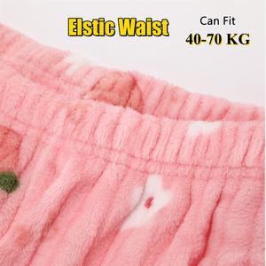 Celana Panjang Wanita Bahan Fleece Tebal Pinggang Elastis Motif Longgar Piyama Celana Panjang Santai Wanita Model Kaki Lebar untuk di Rumah - Product Image 5
