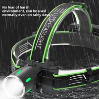 Lampe frontale de camping extérieure étanche IP44 rechargeable USB noire/verte, rotation à 360 degrés, chargement Type-C, 4100K