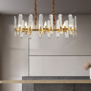 Modern Crystal <b>Chandelier</b> With Gold Frame Led <b>Light</b> For Living Room Dining Room Home Lighting Fixture - Product Image 1