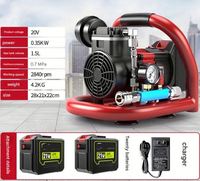 Compresseur d'air portable silencieux sans huile, pompe à air sans fil alimentée par batterie au lithium pour le travail du bois, la cloueuse et l'usage domestique DIY