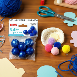 Pompon Ilan Bolita 3.0 Cm Blu Reale Lucido per Decorazioni Artigianali - Product Image 3