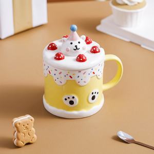 Tasse pour gâteau d'anniversaire, motifs d'animaux, mignon, ours de dessin animé, tasse amusante, cadeau d'affaires, pour vacances, tasse colorée - Product Image 3
