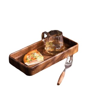 Wooden walnut wood tray, solid wood dessert plate, whole wood fruit plate, Japanese rectangular <b>teacup</b> tray - Product Image 5