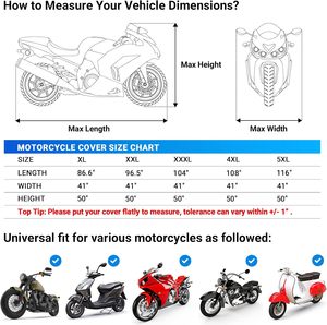 Favoto All-Season Cubierta de motocicleta al aire libre Impermeable Protección solar Agujeros de bloqueo A prueba de viento A prueba de polvo Ajuste universal para cubierta - Product Image 6