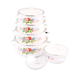 Fournisseur en gros d'ensembles de batterie de cuisine écologiques, casseroles en émail à motif floral durable pour la cuisine, vaisselle - Product Image 4