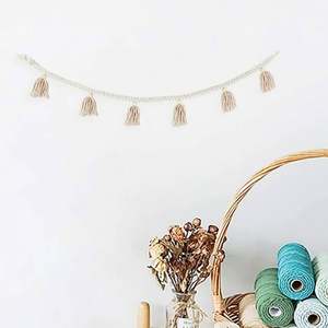 Decorazione stile macramè arte muro Blush carta da parati rosa marocchino bianco scrivania decorazione per il commercio in Rattan dichiarazione Guangzhou casa - Product Image 2