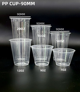 Ly nhựa dùng một lần PP 90 MM, cỡ 7, 9, 12, 14, 16, 20 oz, in hình, ly trà sữa, ly nhựa PP tùy chỉnh, ép phun, có nắp - Product Image 2