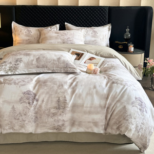 Yi Lai Xuan Pure Cotton Brushed Four Piece Bedding Set Digital Print Plants And Flowers 32 Count Twill Weave - Product Image 5