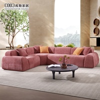 Canapé modulaire sectionnel en forme de L, sans structure, emballé sous vide, de haute qualité, fabriqué à Foshan, avec assise profonde