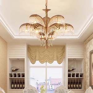 Lustre <span class=keywords><strong>de</strong></span> style français BGST pour hôtel, salon, décoration artistique, en laiton doré, forme <span class=keywords><strong>de</strong></span> <span class=keywords><strong>feuille</strong></span>, <span class=keywords><strong>luminaire</strong></span> en laiton, <span class=keywords><strong>feuille</strong></span> <span class=keywords><strong>de</strong></span> <span class=keywords><strong>palmier</strong></span>, lustre en cristal - Product Image 3