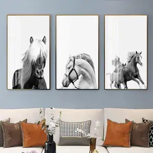 Benutzer definierte moderne Tiermalerei Pferd läuft gerahmtes Bild gedruckt auf Leinwand für Wohnkultur Wohnzimmer