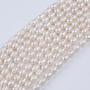 Perles d'eau douce naturelles Zhuji, 7-8 mm, blanches et roses, en vrac, faites à la main, en forme de mètre, pour la fabrication de bijoux, vente en gros - Product Image 1