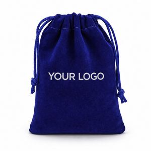 Custom Logo Soft Plush Velvet Drawstring Pouch Reusable Packaging <b>Bag</b> for Jewelry Cosmetics Electronic <b>Cable</b> Favors - Product Image 6