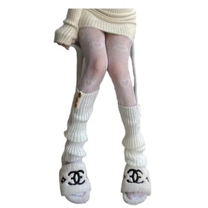 Collants fins en nylon à motif cœur noir et blanc pour femme, collants résille sexy pour soirée - Product Image 5