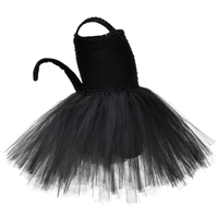 Costume d'Halloween pour enfants, robe de chat noir pour filles, 3 pièces, robe tutu, déguisement pour enfants, robe de cosplay fantaisie, robe de carnaval d'Halloween