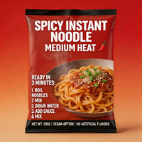 Fideos Udon de Trigo Duro Listos para Comer, Picantes, Bajos en Sodio, Sin Azúcar, en Vaso, Alimento Diario Nutritivo
