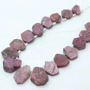 Cristal de Rubí Natural en Bruto, Tira de 8 Pulgadas, 10-18 mm, Piedra Suelta sin Pulir, Color Rosa, para Joyería, Certificado por Terceros, Mayorista - Product Image 1