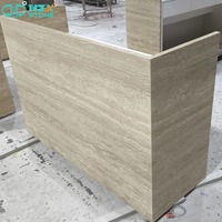 Dalles de marbre travertin HZX Premium, modernes, polies, pour comptoir de réception d'hôtel, personnalisables, luxe