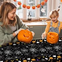 Nappe d'Halloween jetable, imperméable, motif citrouille et toile d'araignée, pour décoration d'Halloween