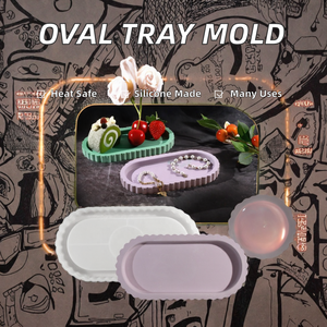 Moule en silicone ovale DM1151 pour résine, résistant à la chaleur, pour conteneur à bibelots en résine époxy, plateau à bijoux en béton, <span class=keywords><strong>porte</strong></span>-bougie, et articles à rouler - Product Image 2