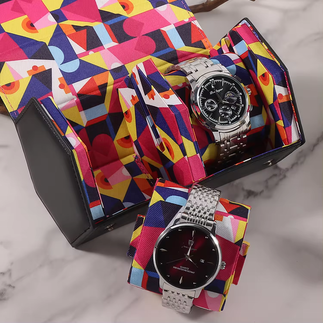 Special Lining Hexagonal Watch Box Leather PU Watch Roll Case