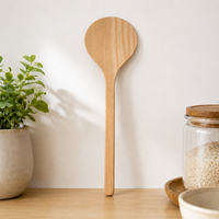 Spatule en bois à long manche 32 cm, spatule de cuisine pour frire et cuire au four, ustensile de cuisine réutilisable en bambou naturel