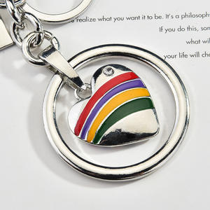 2025 nuevo Arco Iris amor aleación melocotón corazón bolsa colgante decoración bolsa llavero regalo personalizado al por mayor - Product Image 3