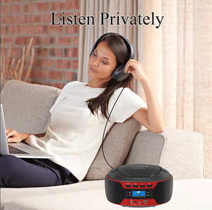 Lecteur de cassettes rétro, radio FM sans fil, lecteur CD, système audio stéréo USB MP3 avec prise casque pour écoute personnelle - Product Image 3